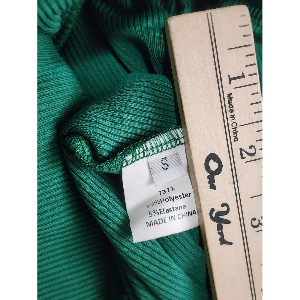 BTFBM Two Piece  Midi Skirt Set Green Ribbed Knit Crop Top Elastic Waist S - Picture 4 of 6